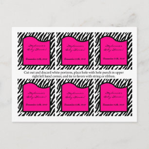 6 Favorittaggar Shock rosa Zebra tryck Inbjudan Vykort