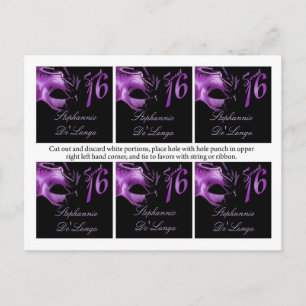 6 Favorittaggar Sweet 16 Lila Lilac Black Party Vykort