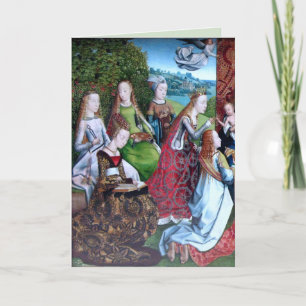 6 Female Saints i en Garden (Lämnat hälften: M 070 Kort