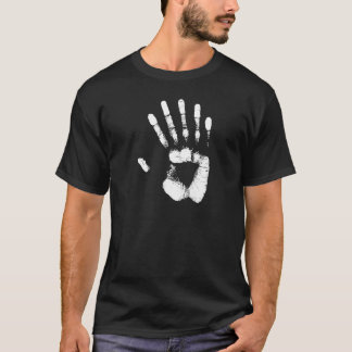 6 fingrat räcka tryckvit tee shirt