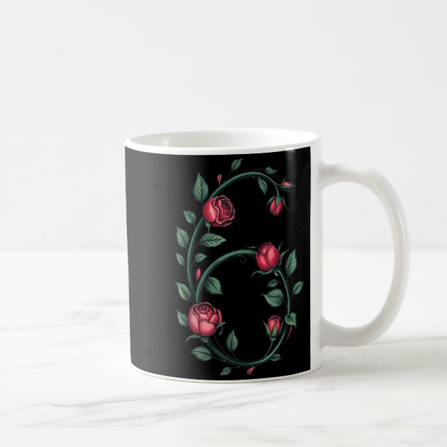 6 Floral 67 Rose Valentines Day Funny Love Matchin Kaffemugg (Höger)