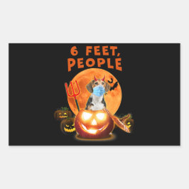 6 fot, folk beagle Hund med masken Halloween Gift Rektangulärt Klistermärke
