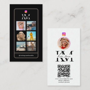 6 Foto Collage Influencer Flöde Svart Monogram Visitkort