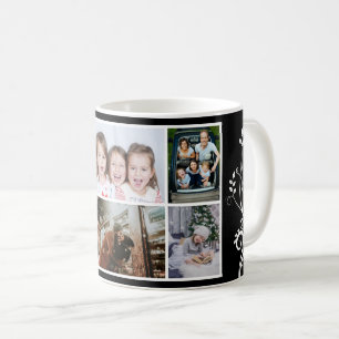 6 Foto Collage Lövverk Svart Jul Familj Kaffemugg