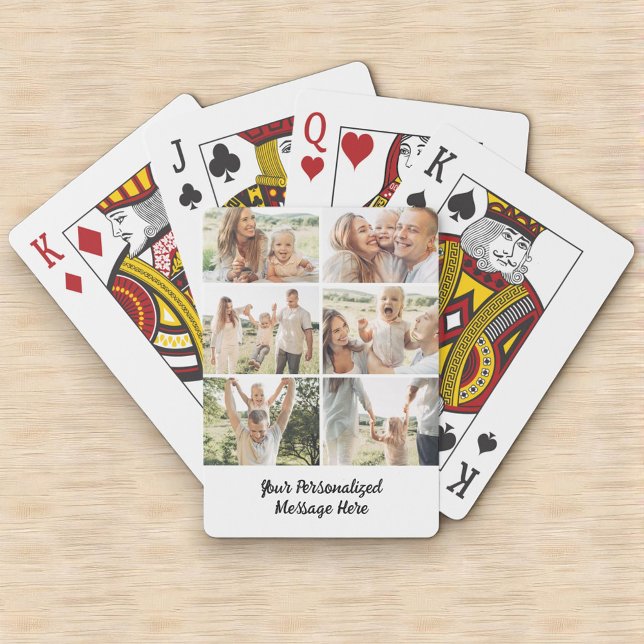 6 Foto Collage Vertikal Anpassad Text Poker Casinokort (Skapare uppladdad)