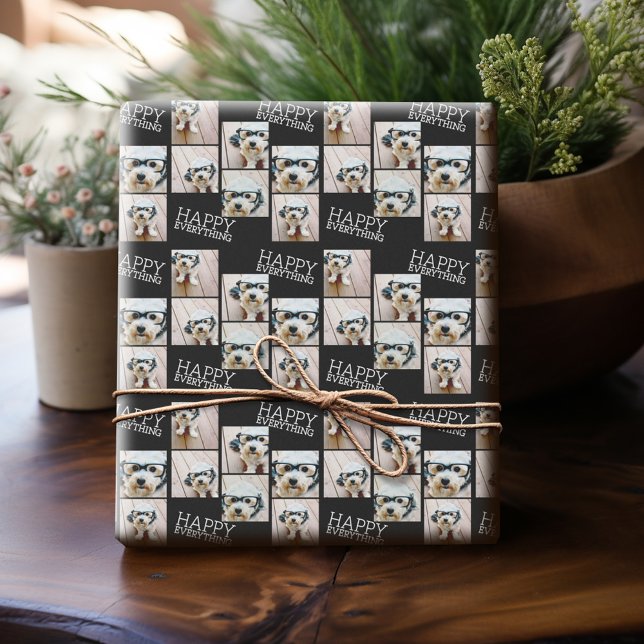 6 Foto Glad Allt Minimal Svart Vitt Presentpapper (Personalized Photo Wrapping Paper)