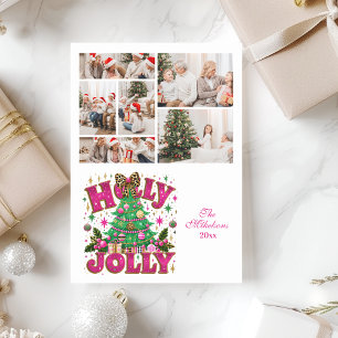6 Foto Glitter Leopard Bow Holly Jolly Julkort