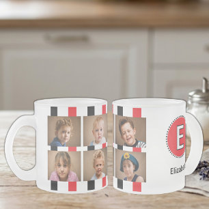 6 foto initial namn svart röd frostad glasmugg
