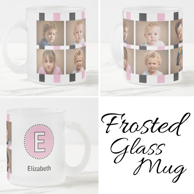 6 foto initial namn svart rosa frostad glasmugg (Skapare uppladdad)