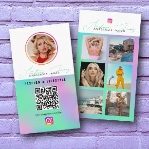 6 Foto Mata Grid Social Media QR-kod Holografisk k Visitkort