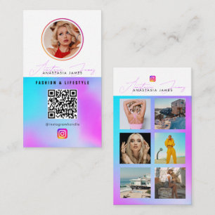 6 Foto Mata Grid Social Media QR-kod Holografisk k Visitkort