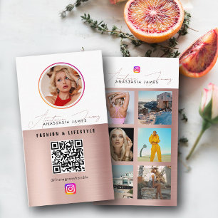 6 Foto Mata Grid Social Media QR-kod Ro Guld Visitkort