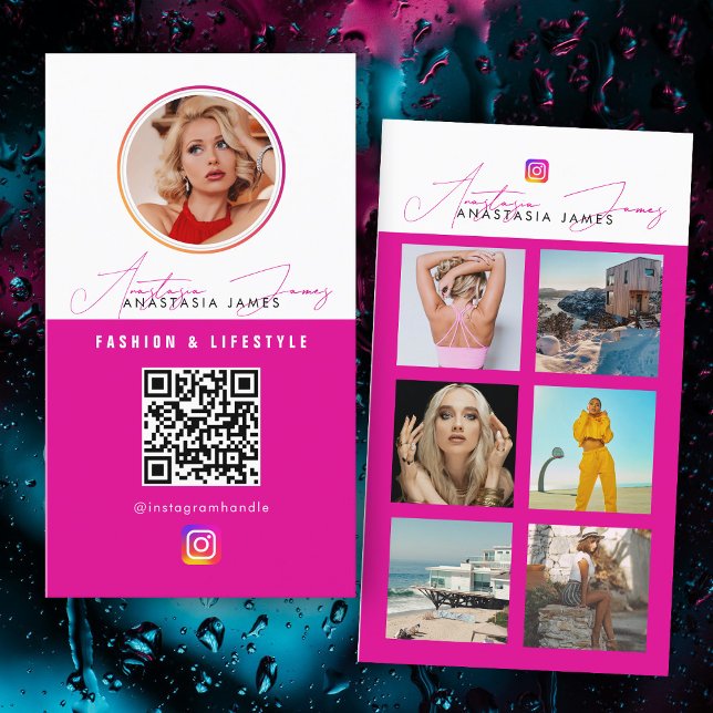 6 Foto Mata Grid Social Media QR-kod Visitkort (6 Photo Feed Grid Social Media QR Code Business Card)