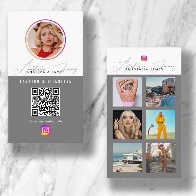 6 Foto Mata Grid Social Media QR-kod Visitkort (Skapare uppladdad)