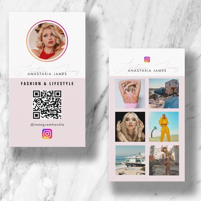 6 Foto Mata Grid Social Media QR-kod Visitkort (Skapare uppladdad)