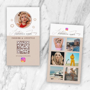 6 Foto Mata Social Media QR-kodNeutralt Färg Visitkort
