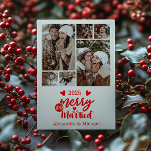 6 Foto Minimalistisk Glad och Gift Julkort