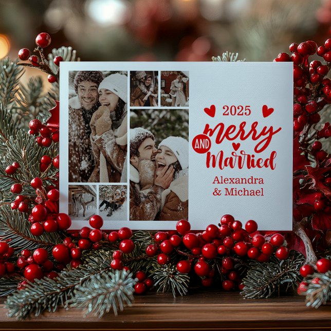 6 Foto Minimalistisk Glad och Gift  Julkort (Skapare uppladdad)