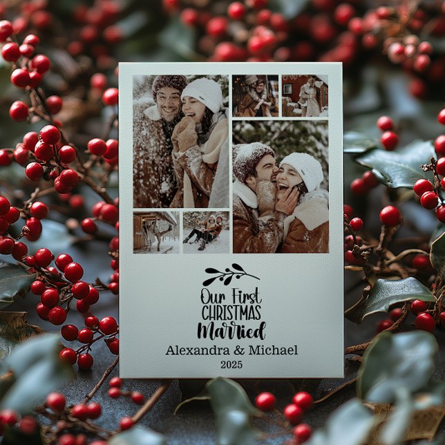 6 Foto Minimalistisk Vår Första Jul Som Gifta Julkort (Skapare uppladdad)