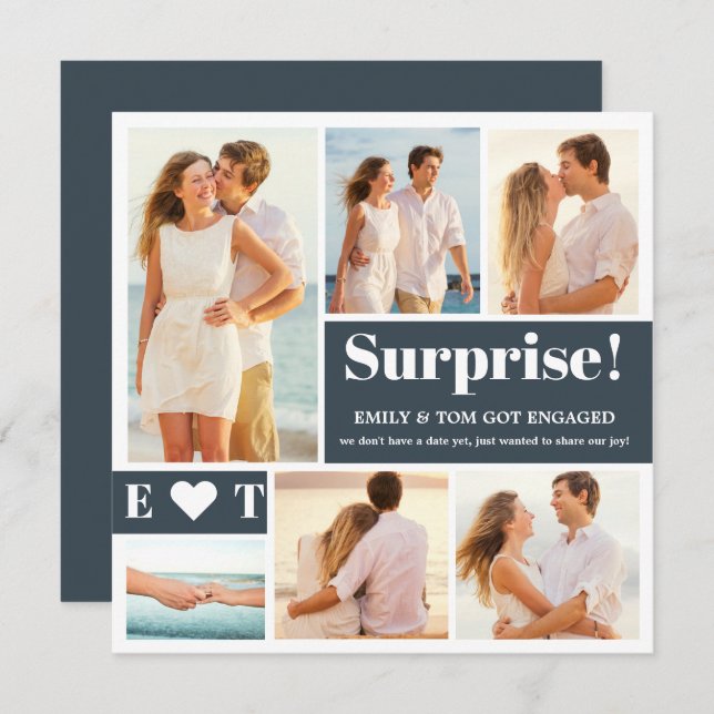 6 Foto Mörkgrå Förlovningsannons (Fram/baksida)