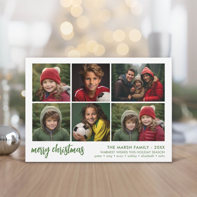 6 Foto Skript God Jul - Vit Kant Julkort (Modern, minimal Holiday Greeting Card)