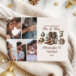 6 Foto Western första jul som Mrs. och Mr. Julkort
