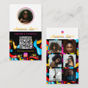 6 Fotoflödesrutnät Sociala Medier QR-kod Hip Hop Visitkort