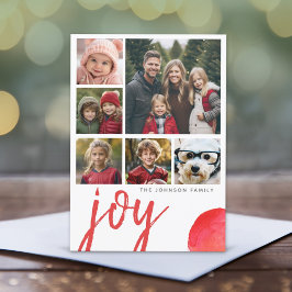 6 Fotoglädjens God jul minimalt vattenfärgsröd Julkort
