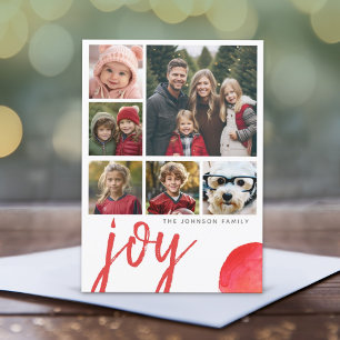 6 Fotoglädjens God jul minimalt vattenfärgsröd Julkort