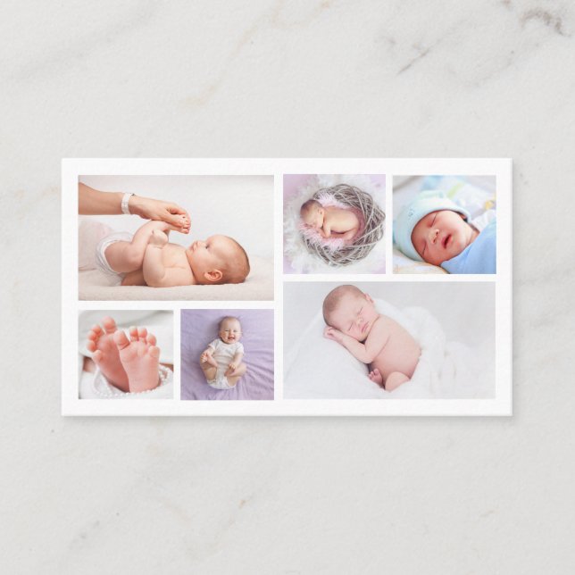 6 Fotografier Logotyp QR Code Newborn Baby Photogr Visitkort (Framsida)