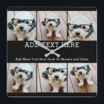 6 Fotokollage 2 Linjer text - CAN Edit Black Fyrkantig Klocka<br><div class="desc">En kollage med 6 kvadratfoton med 2 linjer text som markerats i mitten. Lägg till "GRANDPA" eller "DADDY" med ett foto av barnen och gör ett sött minne för familjen. Lägg till ditt favoritprogram bilder i den här roligten-mallen. Du kan använda kvadratiska foton eller eventuella foton för det här rutnätet....</div>