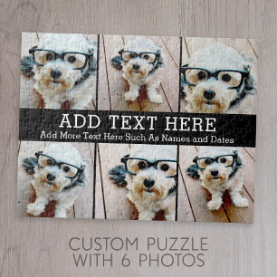 6 Fotokollage 2 Linjer text - CAN Edit Black Pussel
