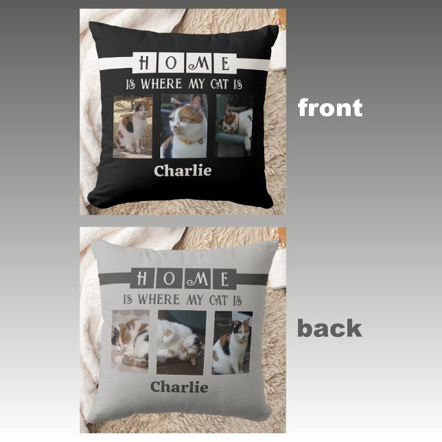 6 Fotokollage, djurlover, svart grått Kudde (Skapare uppladdad)