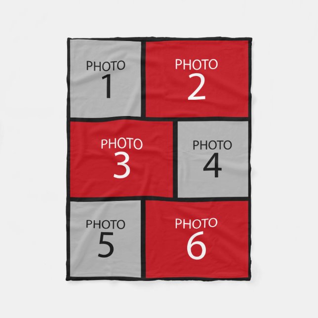 6 Fotokollage - du kan ändra bakgrunden färg Fleecefilt (Framsidan)