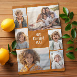 6 fotokollage - färg-bakgrund - vit text kökshandduk<br><div class="desc">6 foton i ett ojämn mönster omger ett öppningsområde för tre linjer text. Använda 2-beskurna foton och 4-lodräts foton för att få det här att fungera! Bakgrunden är ett solitt färg. Om du vill ändra färg klickar du på det avancerade designområdet och ser fler alternativ.</div>