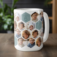 6 Fotokollage - funky honeycomb mönster - vitt