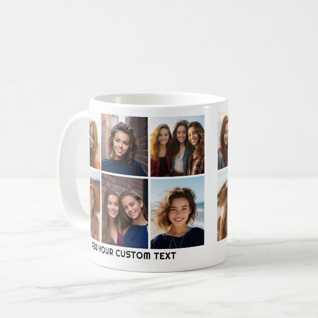 6 Fotokollage Grid - Samma bilder på båda sidor Kaffemugg (Framsida vänster)