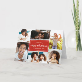 6 Fotokollage | Grön rutig jul Helgkort