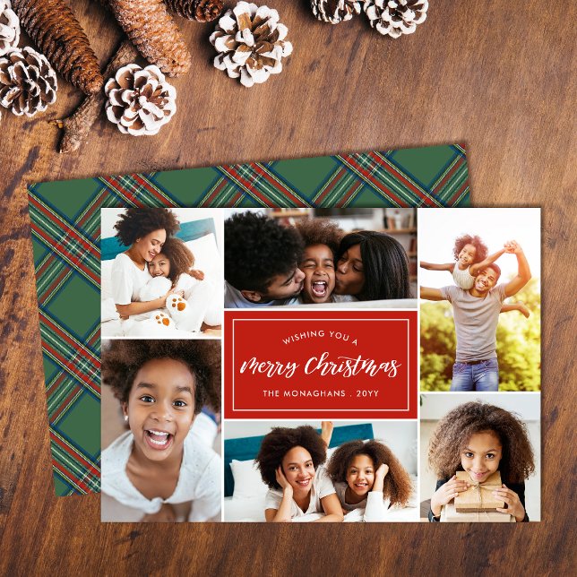 6 Fotokollage | Grönt tillbaka Julkort (Skapare uppladdad)