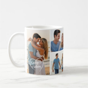 6 Fotokollage Heart Namn Kaffemugg