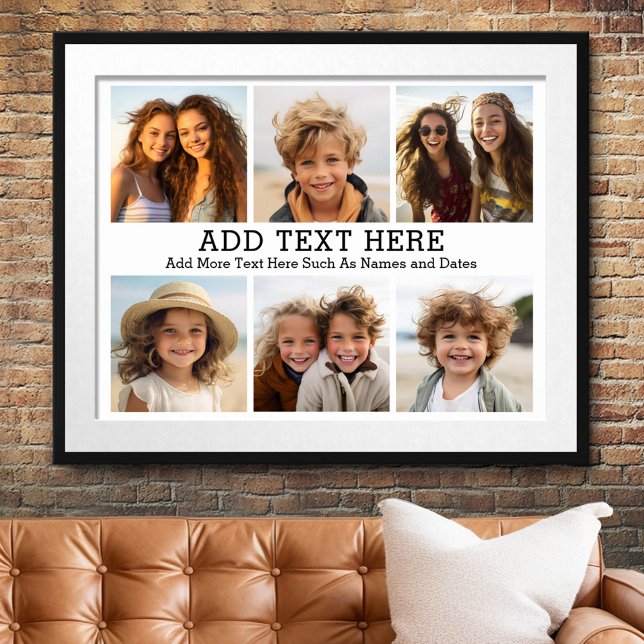 6 Fotokollage med 2 Linjer enkel text Poster (Custom Photo Collage Poster)