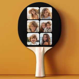 6 Fotokollage med rundade hörn på svart Pingisracket