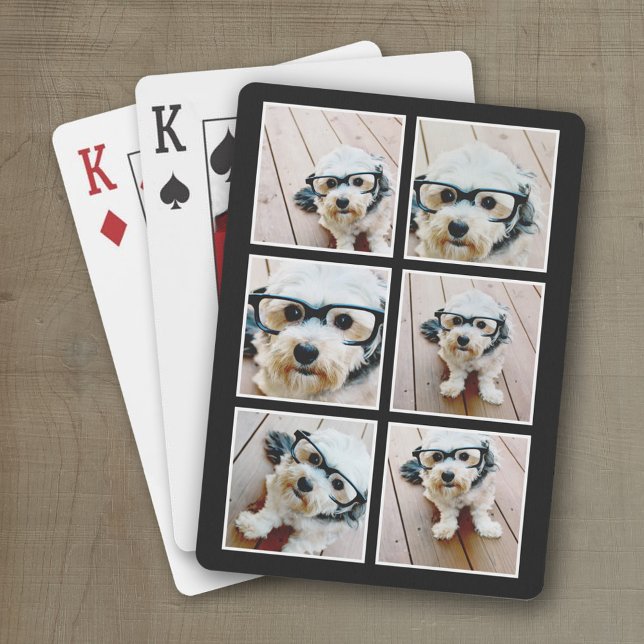 6 Fotokollage med solid bakgrund Färg Casinokort (Personalized playing cards with photos)