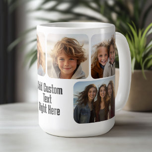6 Fotokollage med textblock - svart och vitt Kaffemugg