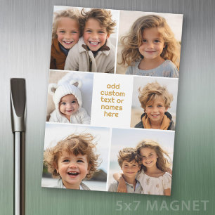 6 Fotokollage Minimalist - vit och guld Magnet