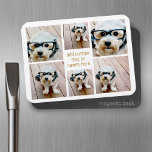 6 Fotokollage-minimalister - Guld och vitt Magnet<br><div class="desc">Använda ditt favoritfoto eller bilder om du vill göra roligten  med vänner. En enkel design med bara bilder och ett textblock. Skörd-foton i fyrkanter innan de läggs till i det här rutnätet.</div>