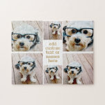 6 Fotokollage-minimalister - guld och vitt Pussel<br><div class="desc">Använda ditt favoritfoto eller bilder om du vill göra roligten  med vänner. En enkel design med bara bilder och ett textblock.</div>