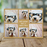 6 Fotokollage-minimalister - Guld och vitt rutnät Vykort<br><div class="desc">Använda ditt favoritfoto eller bilder om du vill göra roligten med vänner. En kollage med 6 foton i ett rutnät för roligt med olika storlekar. En enkel design med bilder och ett textblock. Bilder från skörd till fyrkanter innan de laddas upp. Om du vill justera foton eller ändra färg klickar...</div>