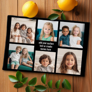 6 Fotokollage-minimalister - med vit text Kökshandduk