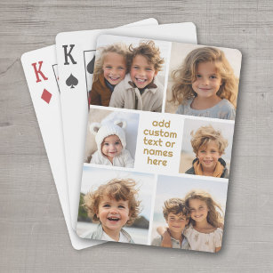 6 Fotokollage-minimalister - vit och guld Casinokort